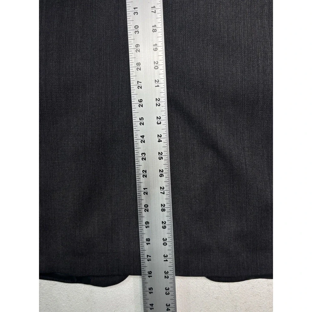 vtg 90s USA Made 40L 33x34 Charcoal Stripe 2pc Pant Suit Wool Pleated Wide Leg
